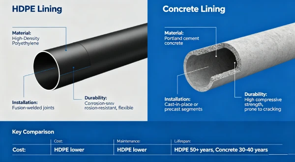 HDPE vs Concrete Lining Cost 2026 | $5-50/m² Comparison 2 2026060913500644