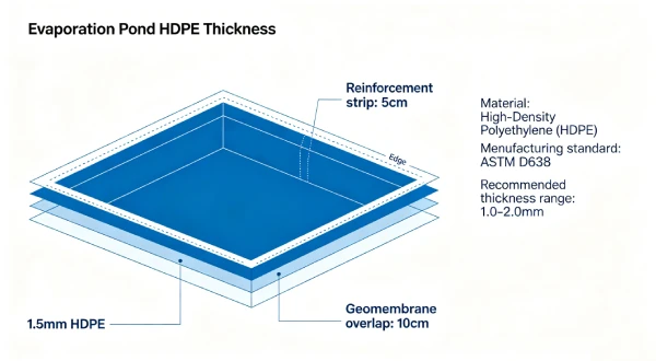 Evaporation Pond HDPE Thickness Guide 2026 | 1.0-2.5mm Specs